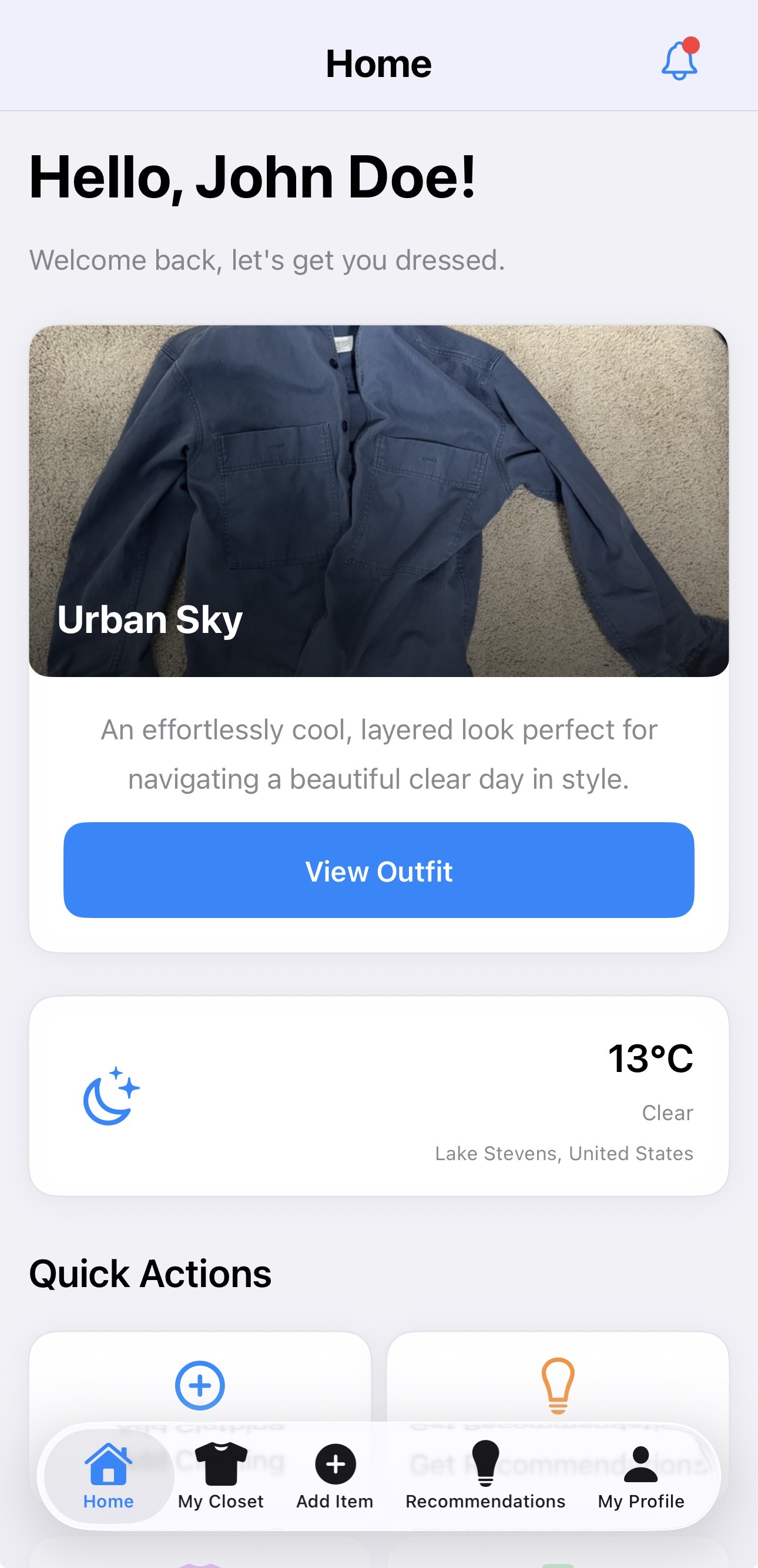 App home screen